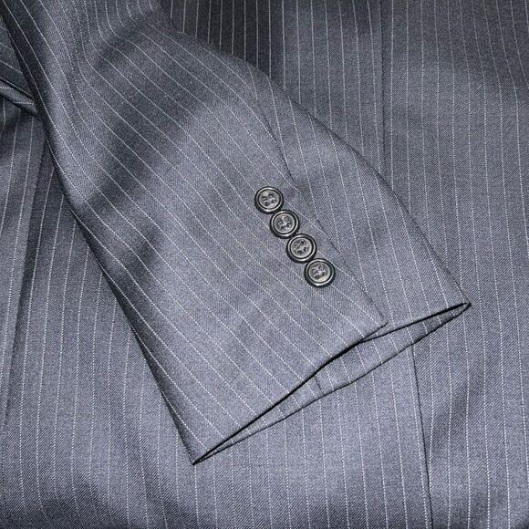 Hart Schaffner Marx For Nordstrom Men’s Size 42 R 2 Button Navy Blue Stripe - Picture 7 of 10